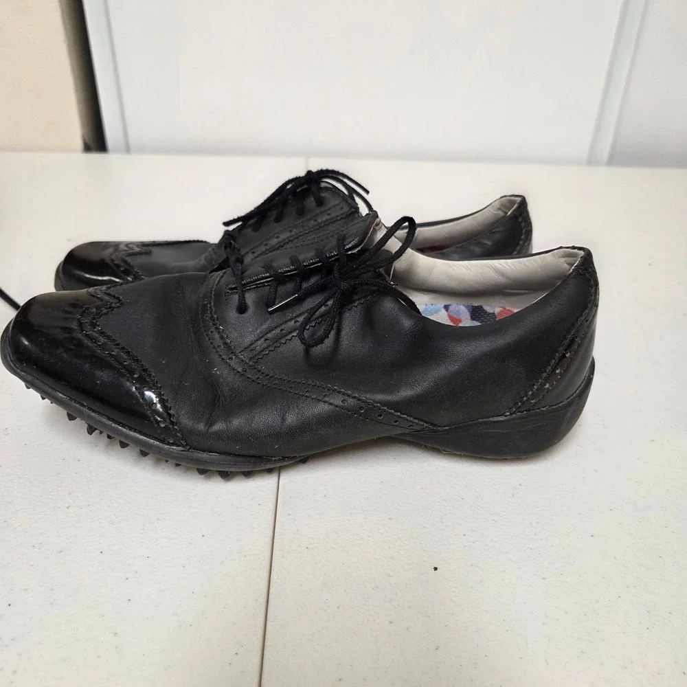 FootJoy LoPro Collection 97045 Black Leather Wingtip Golf Shoes Womens 8M